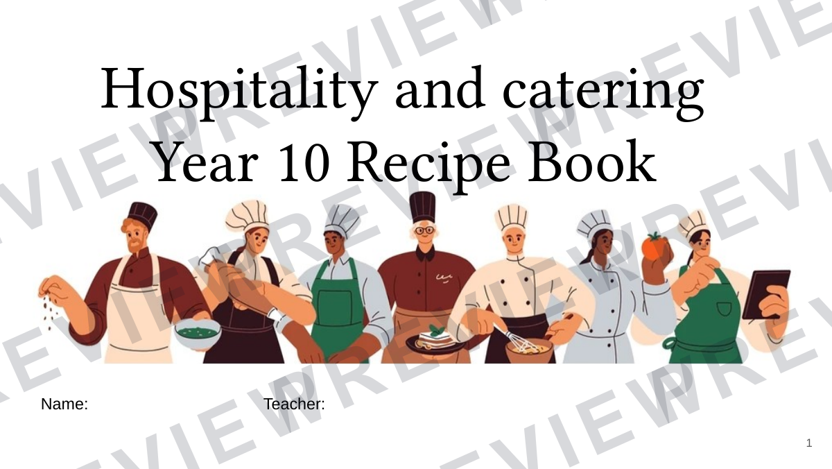 Hospitality and catering recipe booklet year KS4  preview page 1