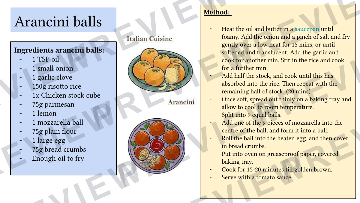 Hospitality and catering recipe booklet year KS4  preview page 9
