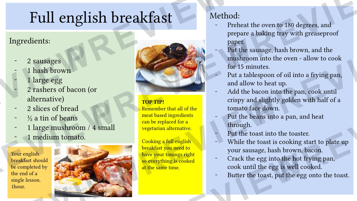 Hospitality and catering recipe booklet year KS4  preview page 22