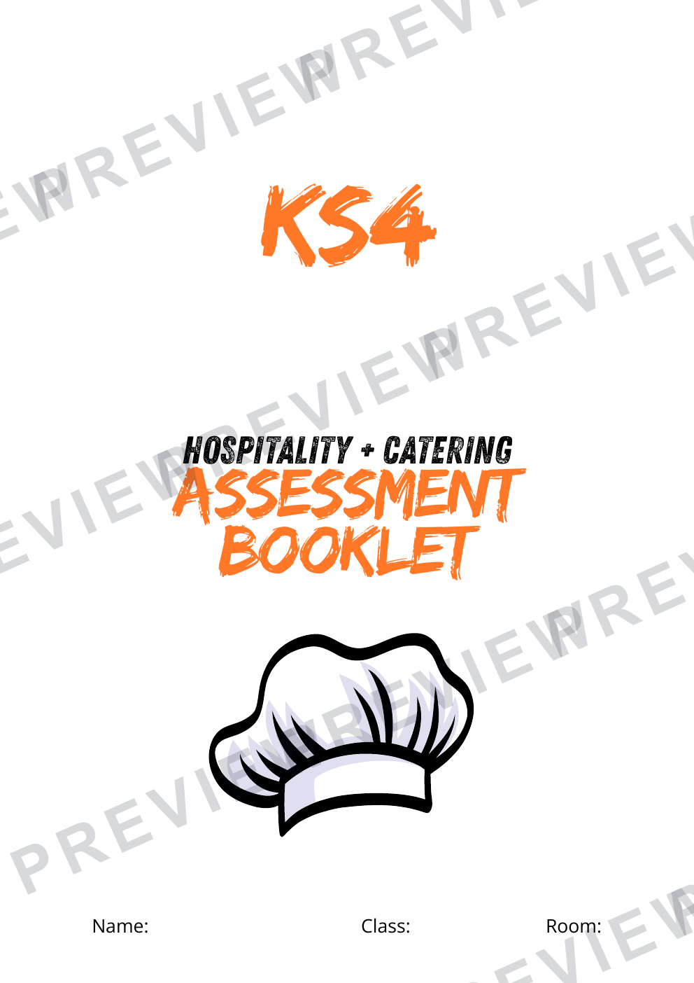 KS3/4 Hospitality assessment booklet new  preview page 1