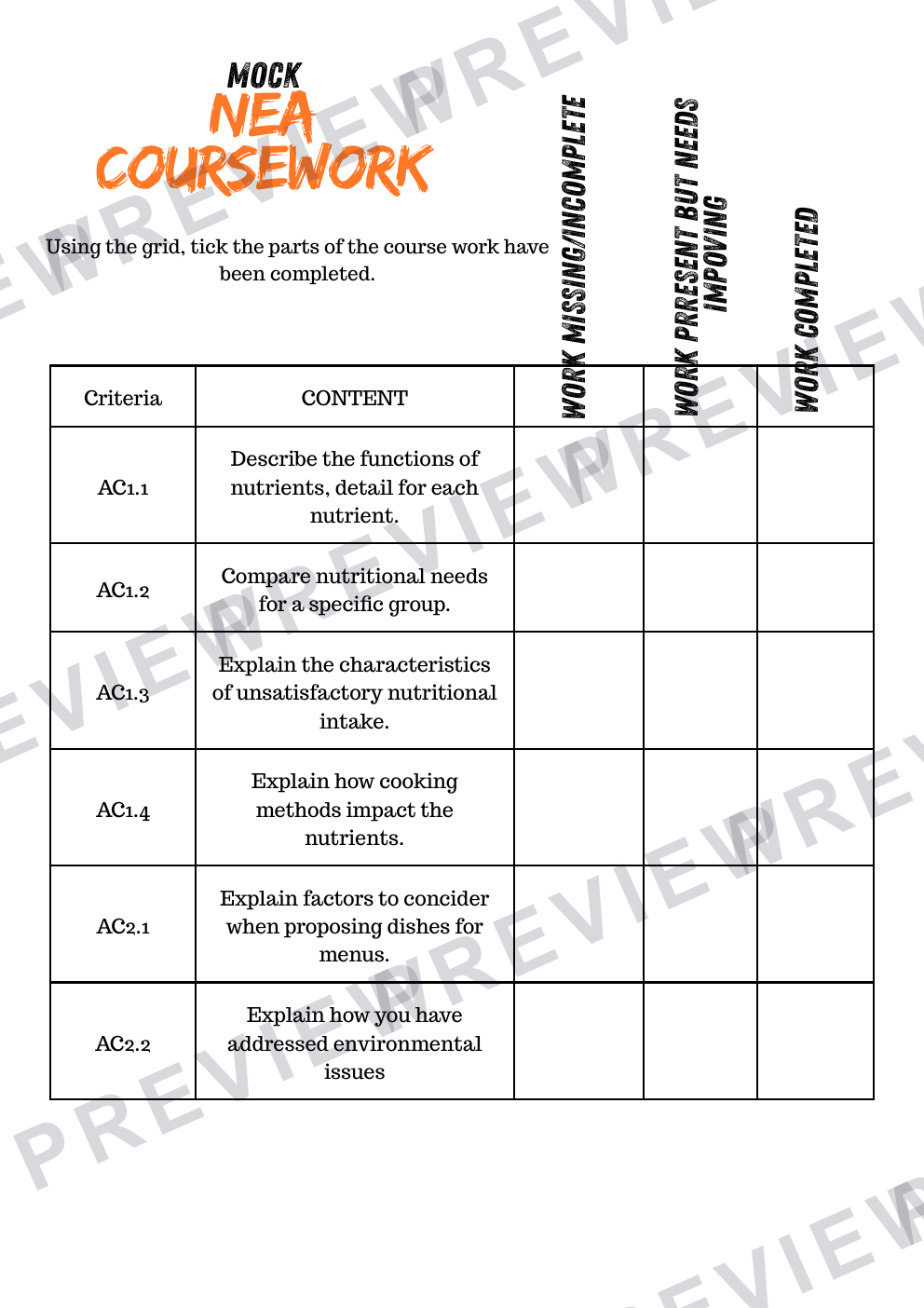 KS3/4 Hospitality assessment booklet new  preview page 7