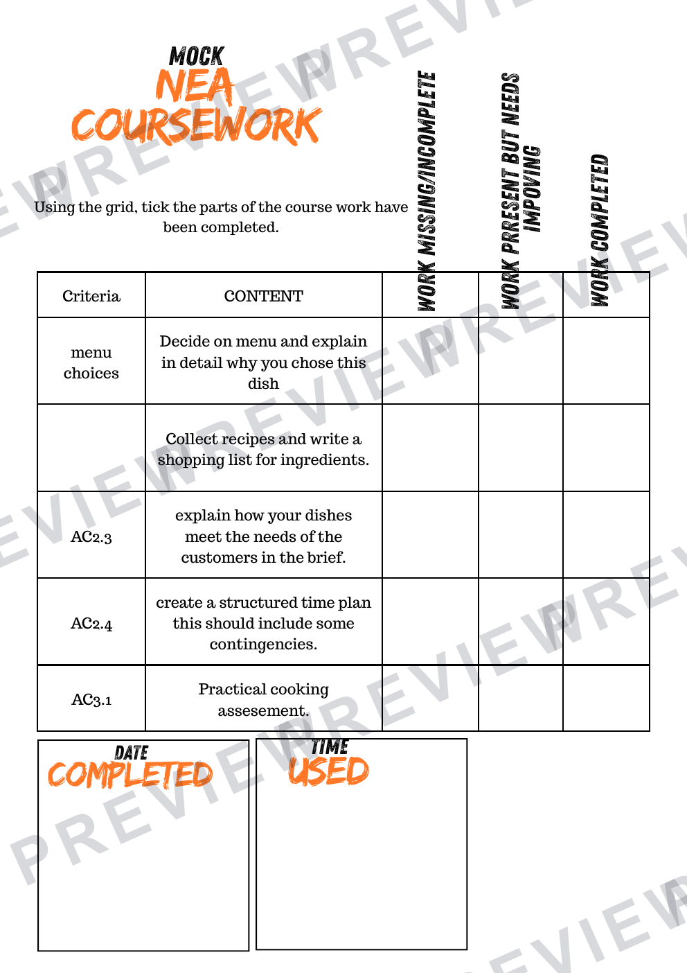 KS3/4 Hospitality assessment booklet new  preview page 8