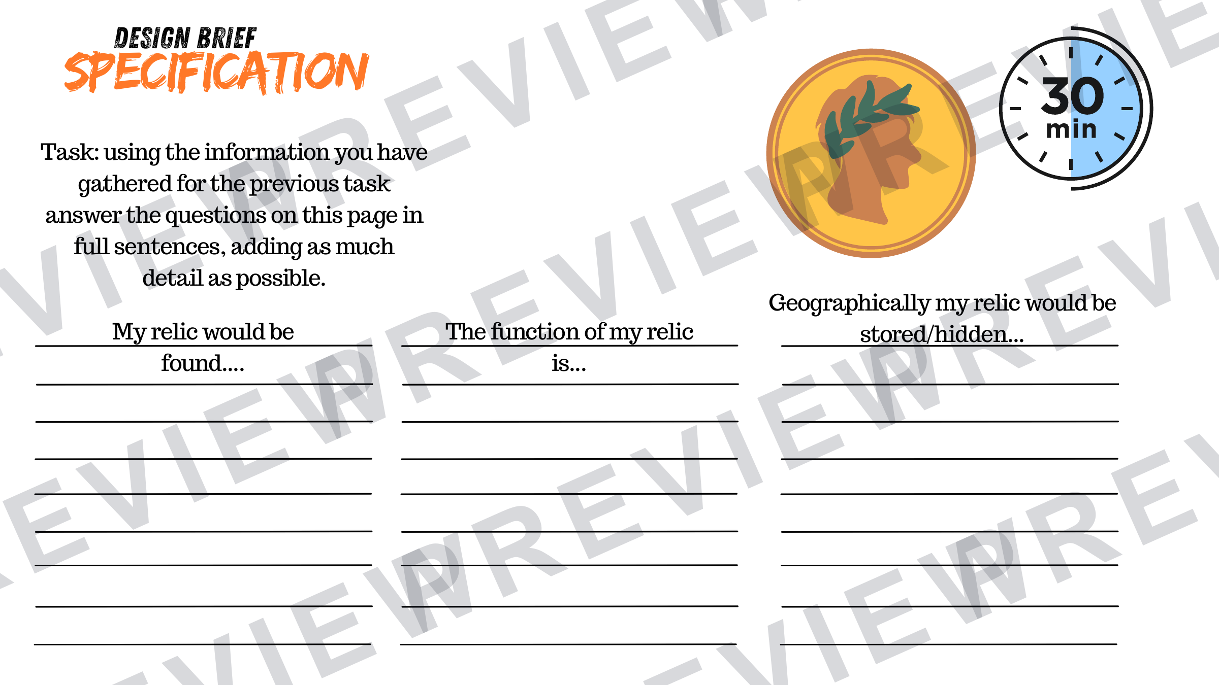 3D design Ancient/future relic powerpoint for year 10  preview page 7