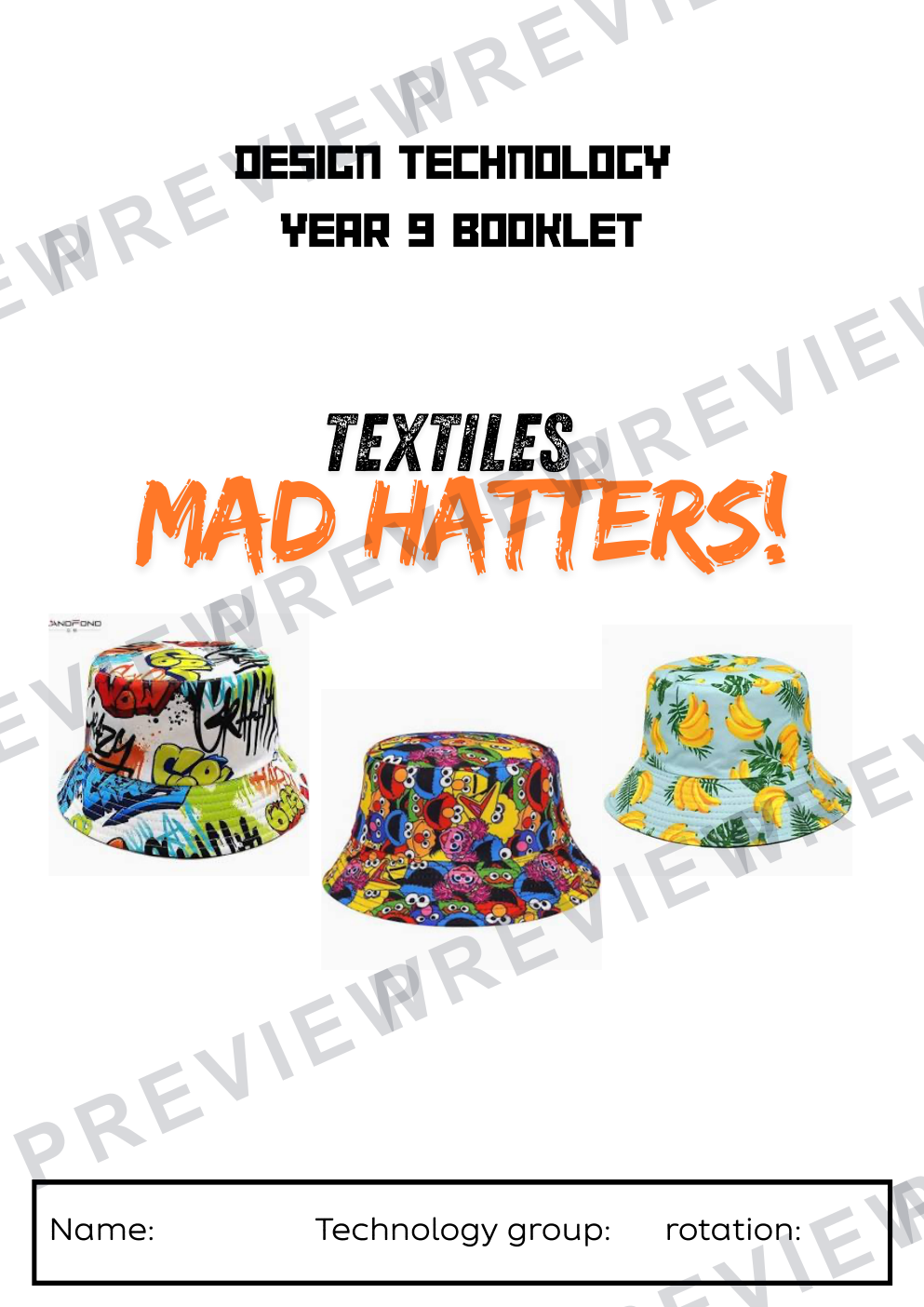 Textiles Year 9 Mad Hatters project  preview page 1