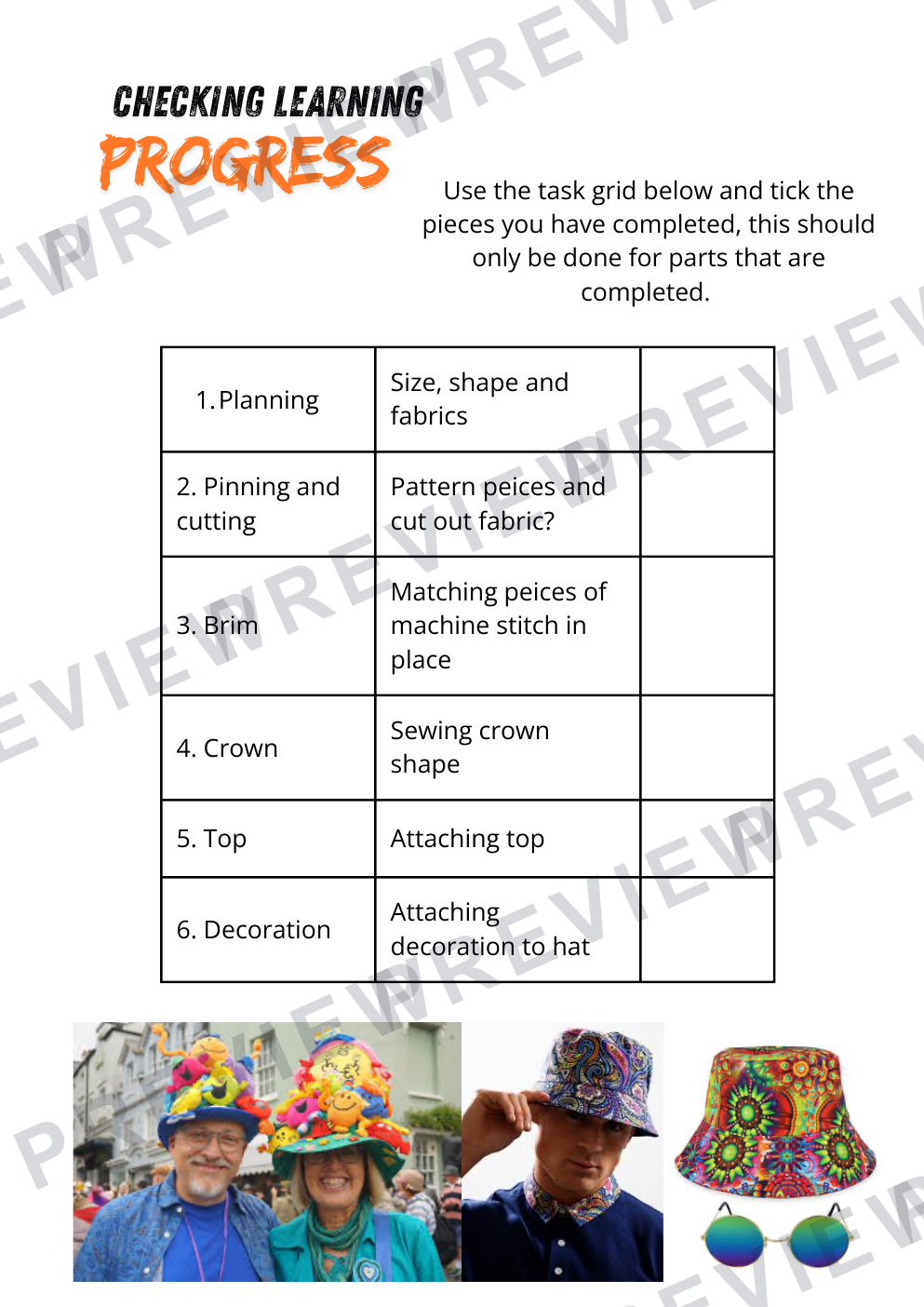 Textiles Year 9 Mad Hatters project  preview page 8