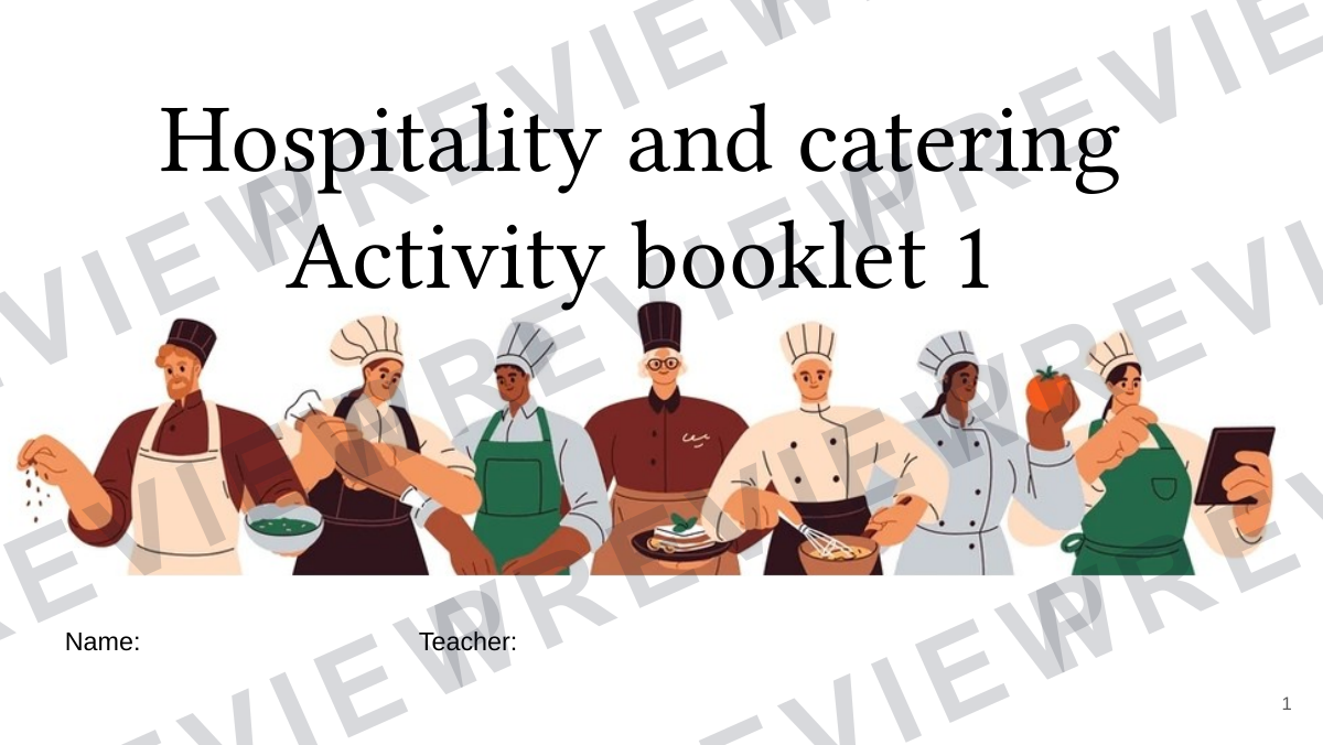 Hospitality and catering level 1-2 booklet 1  preview page 1