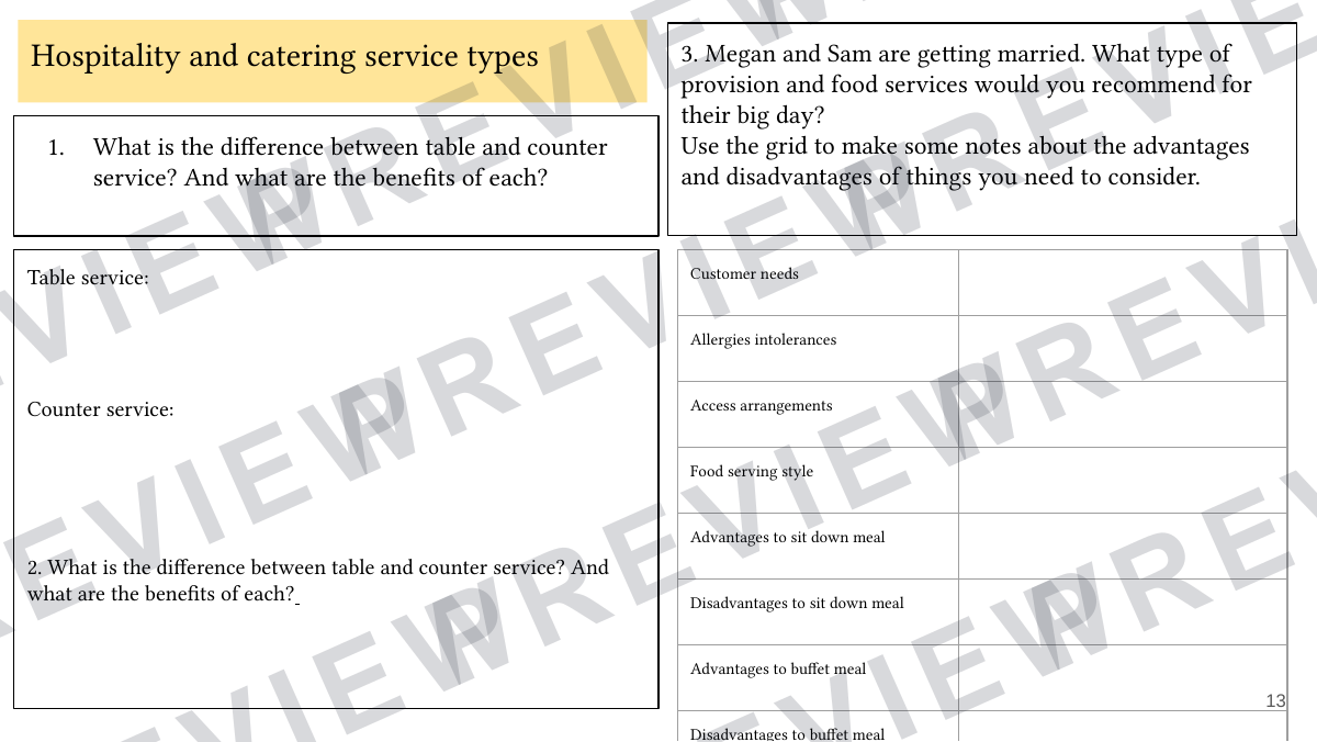 Hospitality and catering level 1-2 booklet 1  preview page 13