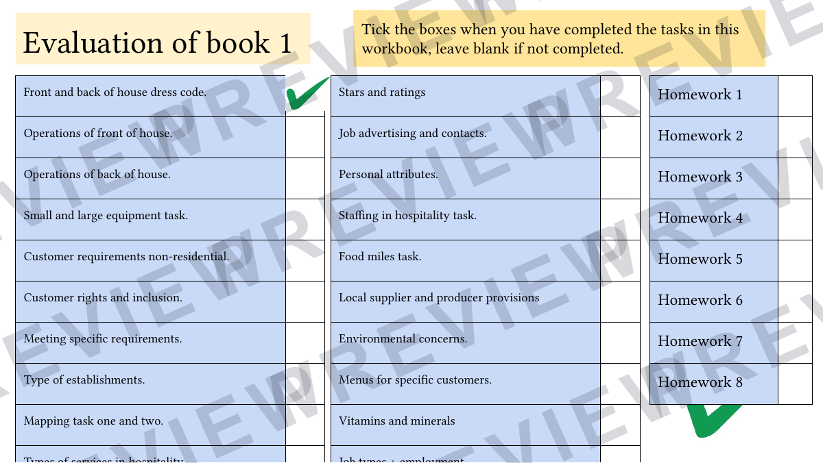 Hospitality and catering level 1-2 booklet 1  preview page 37