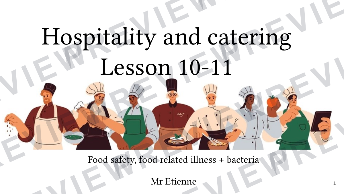 Hospitality and catering lesson 10-11  preview page 1