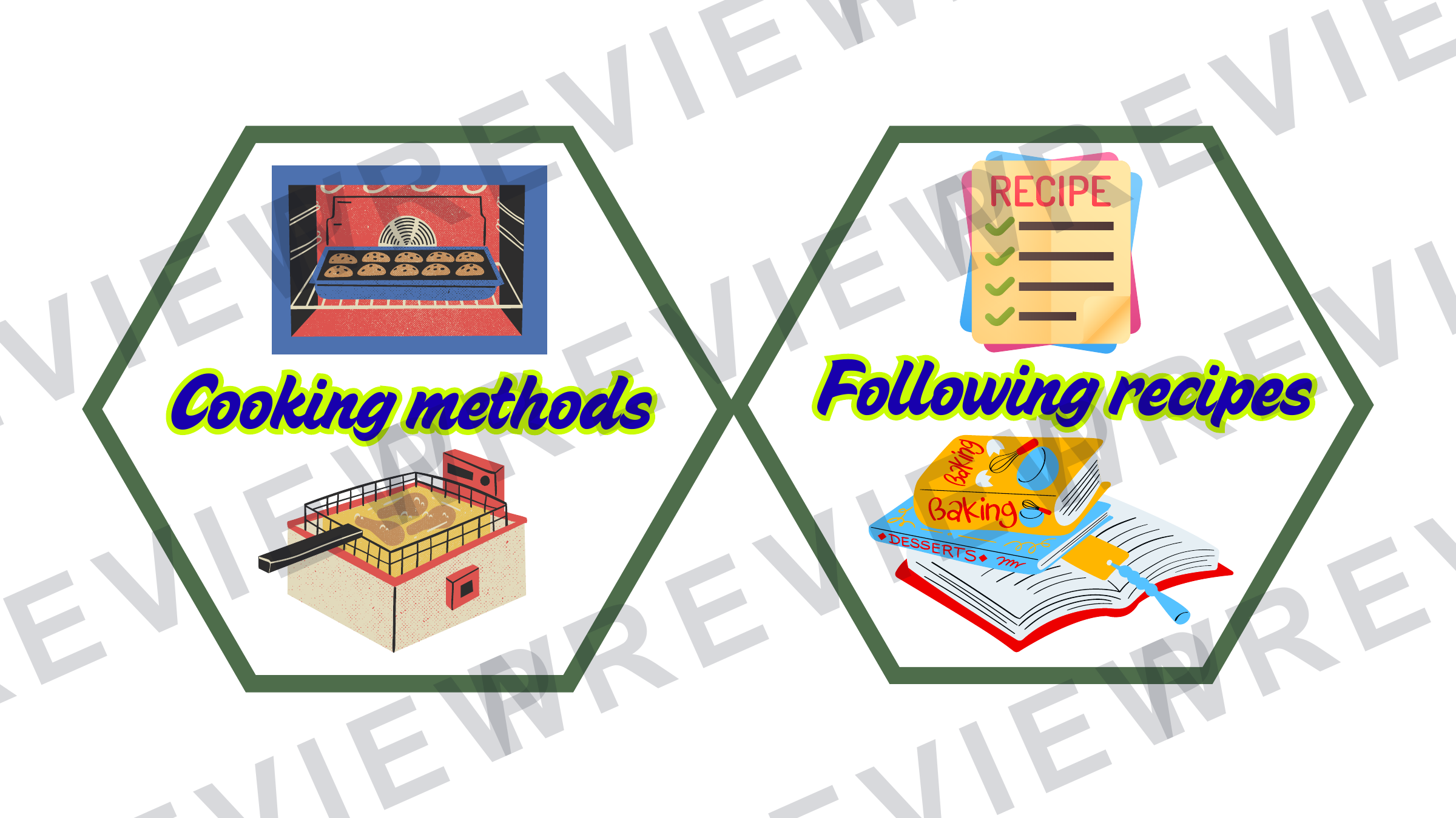 Hexagon display catering food preparation skills preview page 2