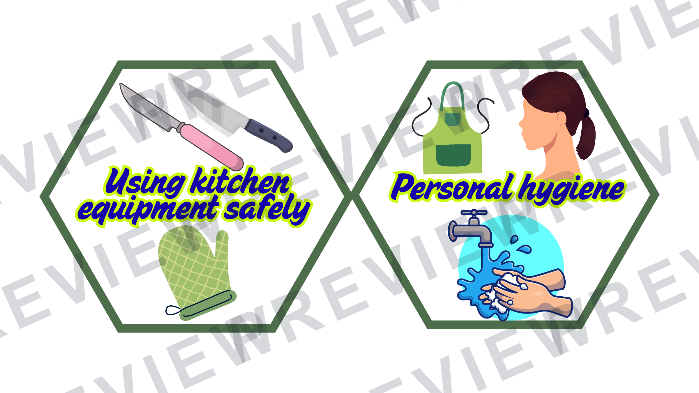 Hexagon display catering food preparation skills preview page 3