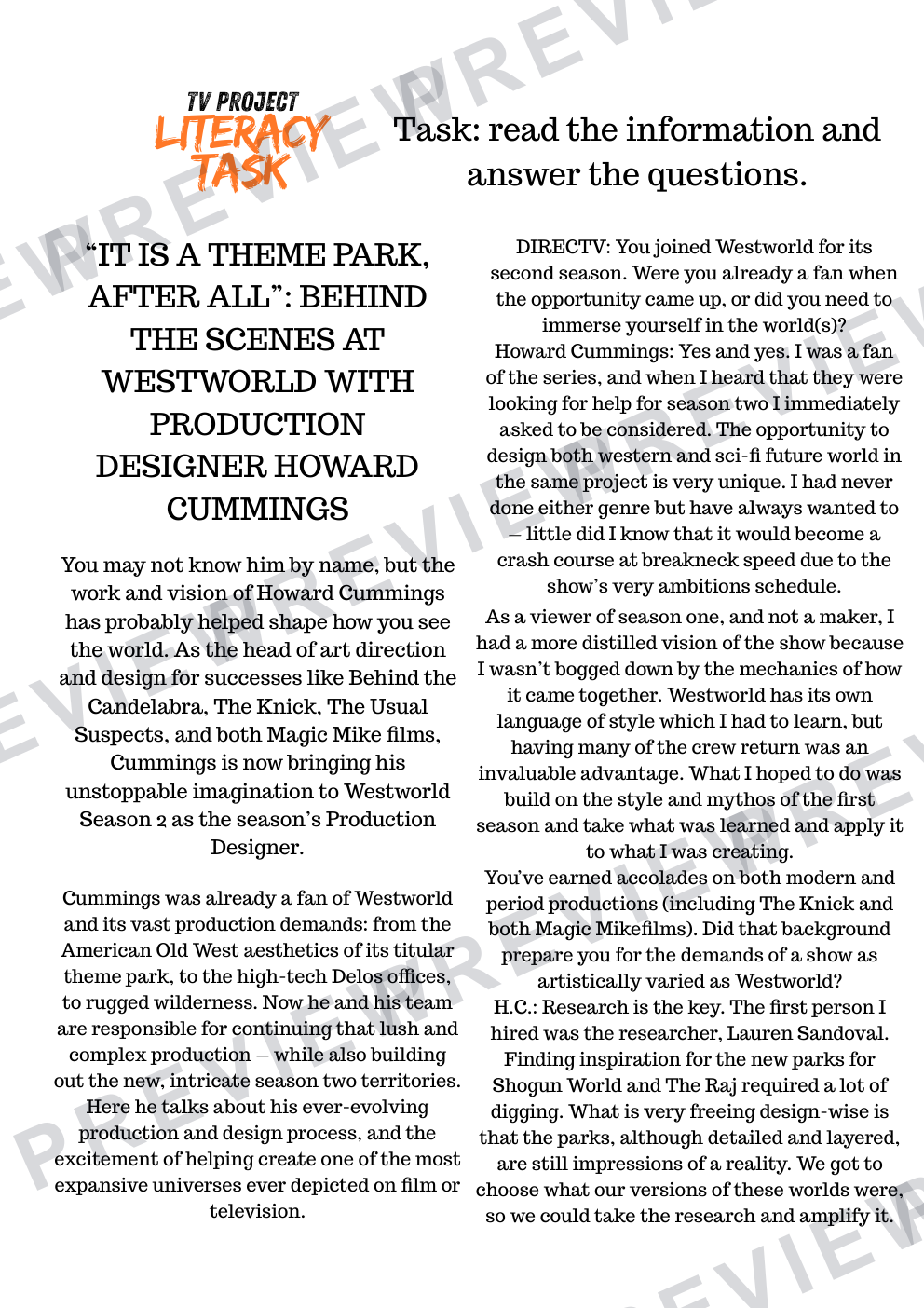 3D design TV prop mini project workbook KS3/4  preview page 4