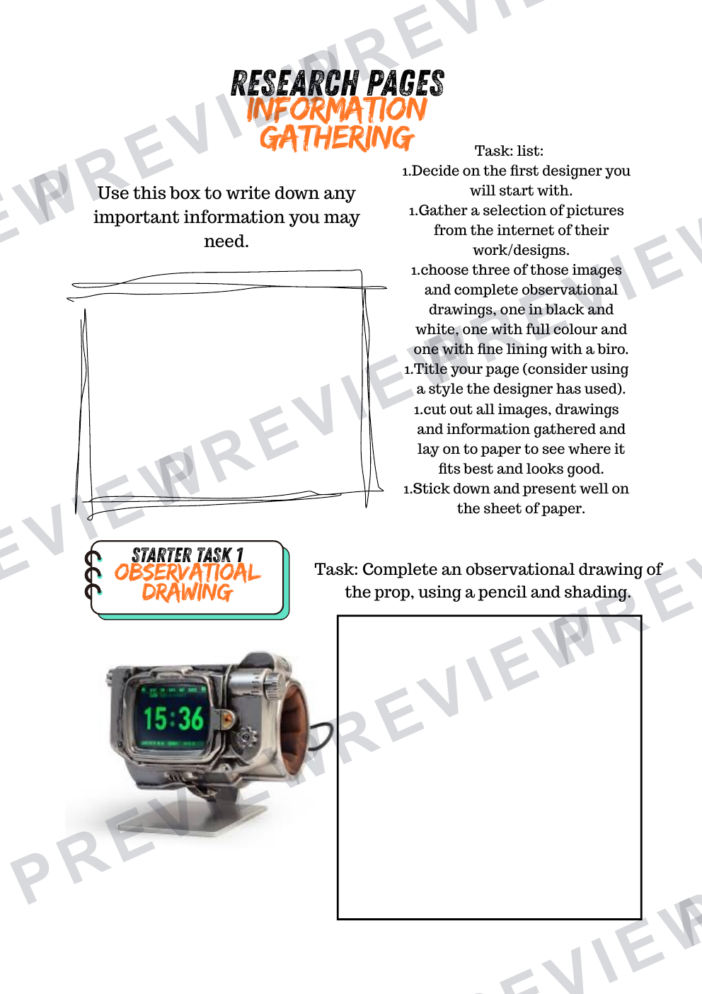 3D design TV prop mini project workbook KS3/4  preview page 6