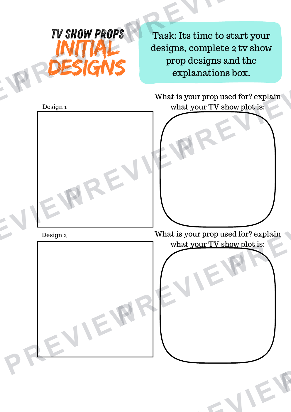 3D design TV prop mini project workbook KS3/4  preview page 9