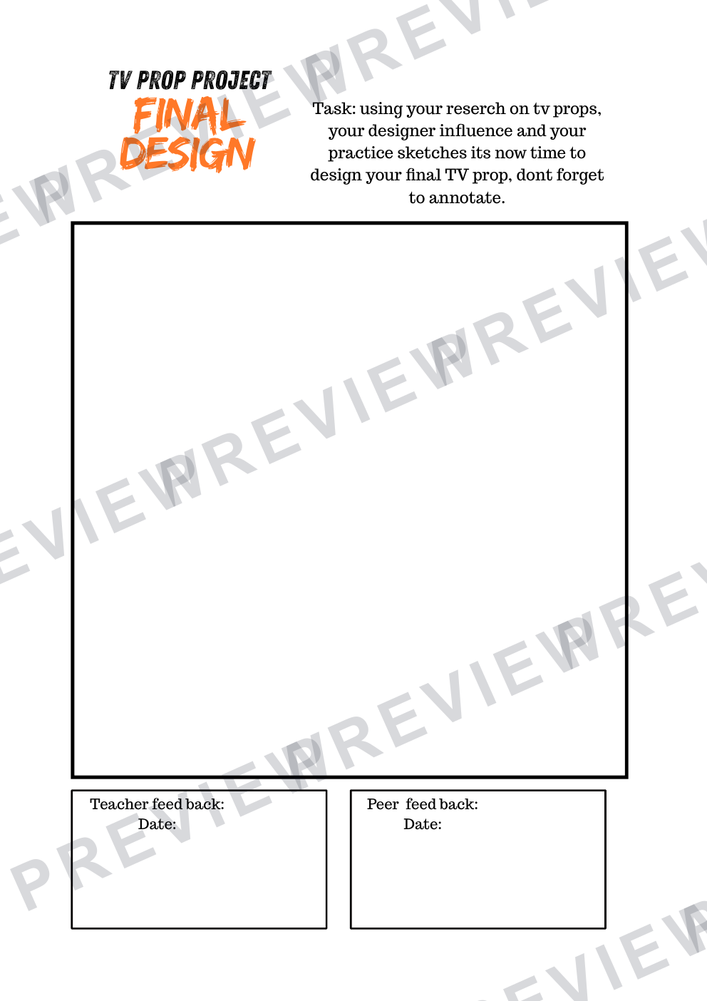3D design TV prop mini project workbook KS3/4  preview page 12