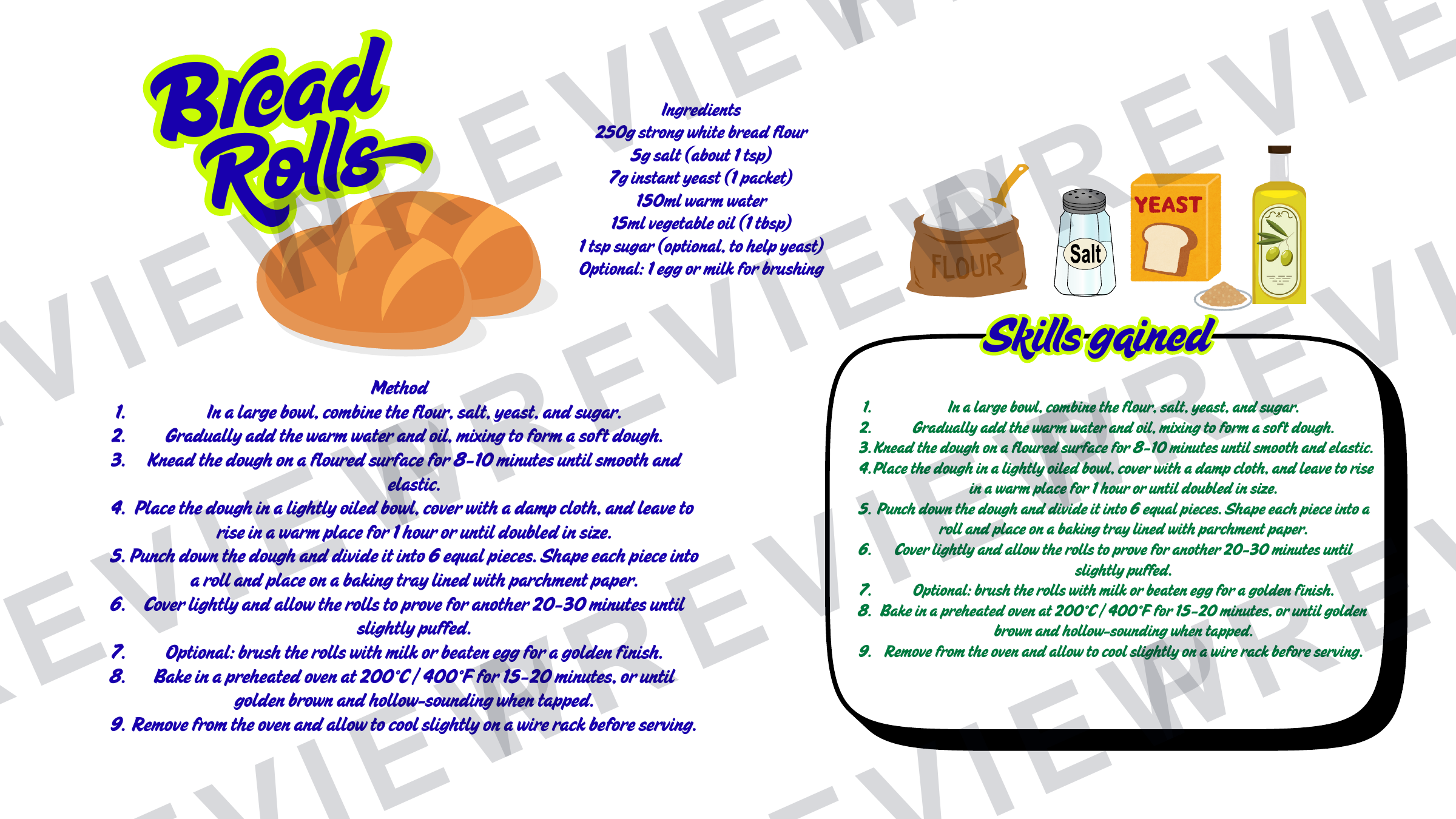 Year 8 recipe book for term rotation skill building  preview page 4