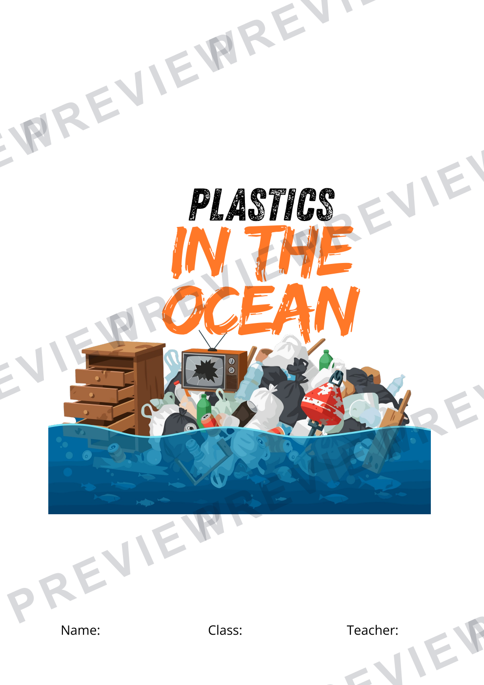 Plastics in the ocean year 9 booklet design, analyse and make  preview page 1