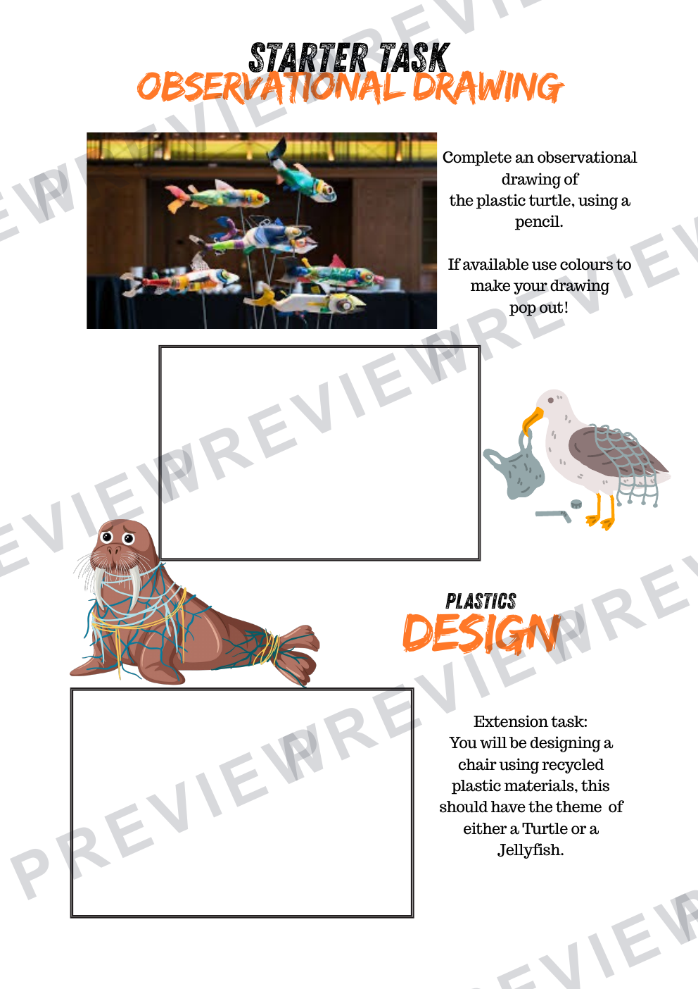Plastics in the ocean year 9 booklet design, analyse and make  preview page 11