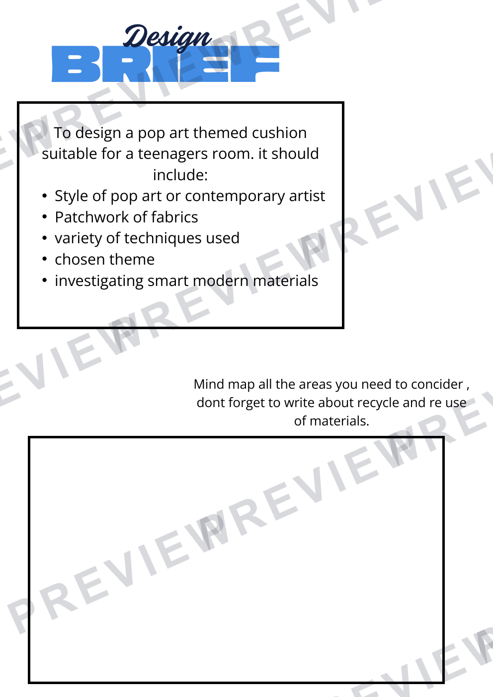 Textiles POP art cushion work booklet KS3 preview page 2