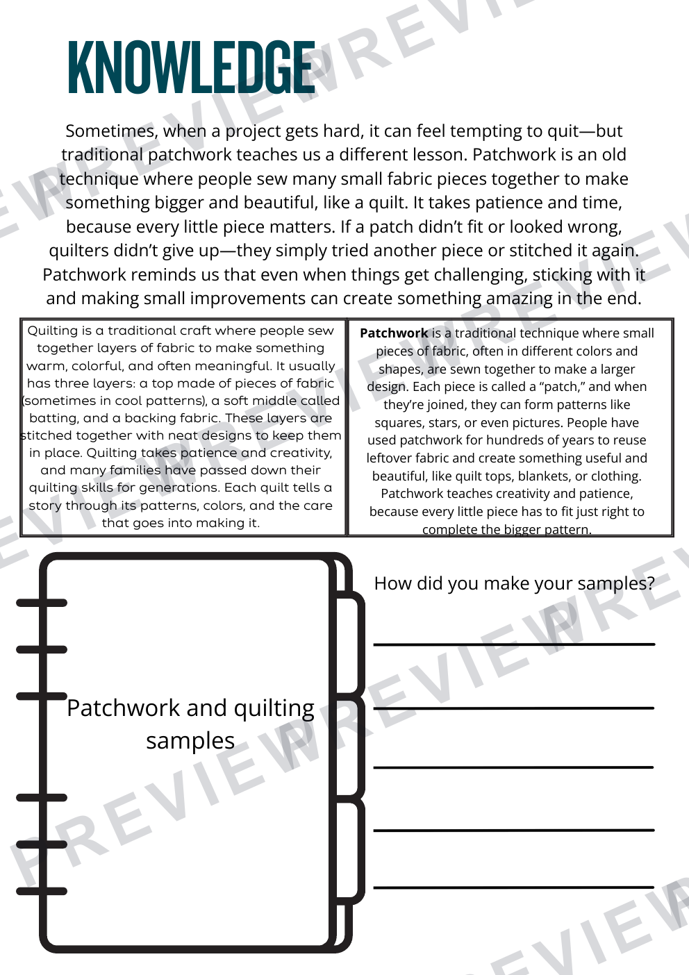 Textiles POP art cushion work booklet KS3 preview page 4