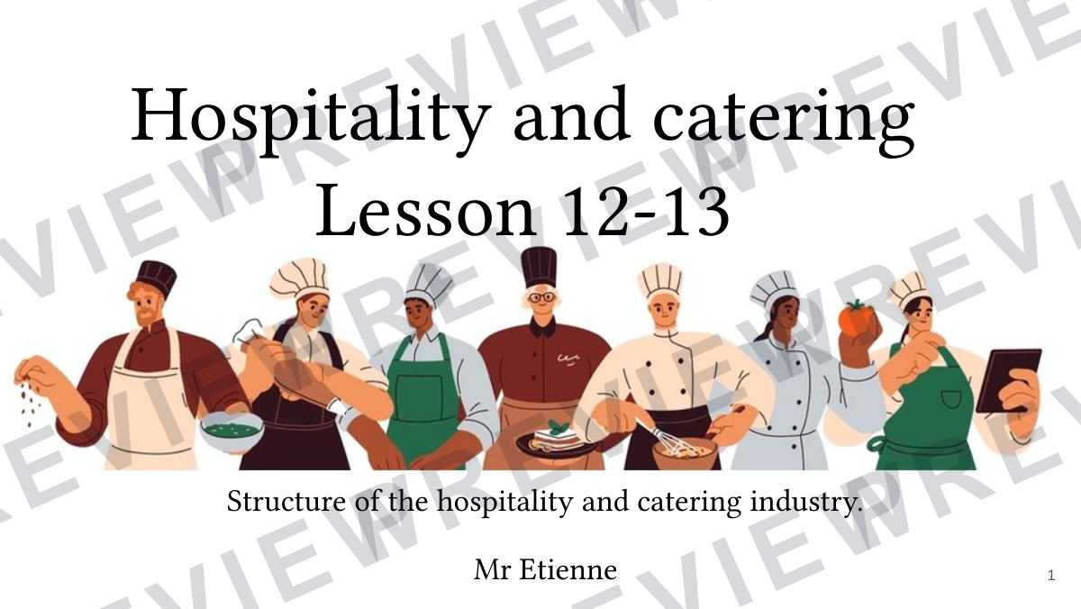 Hospitality and catering lesson 12-13  preview page 1