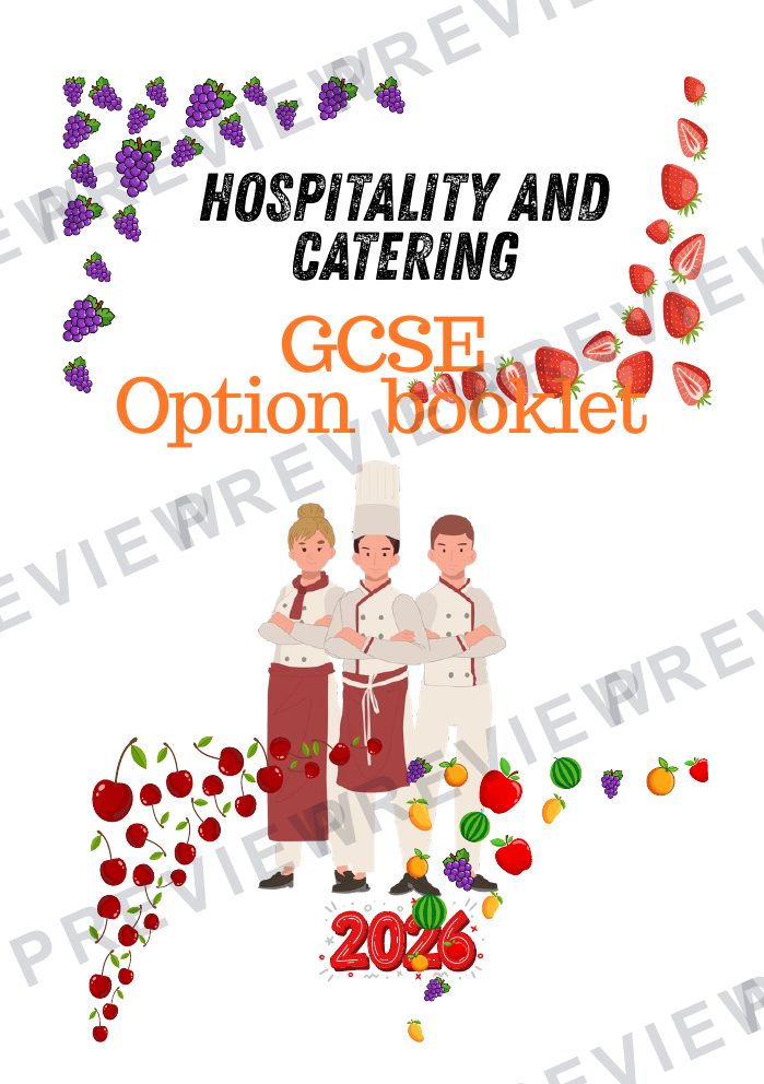 GCSE options booklet for hospitality and catering A5 2026  preview page 1