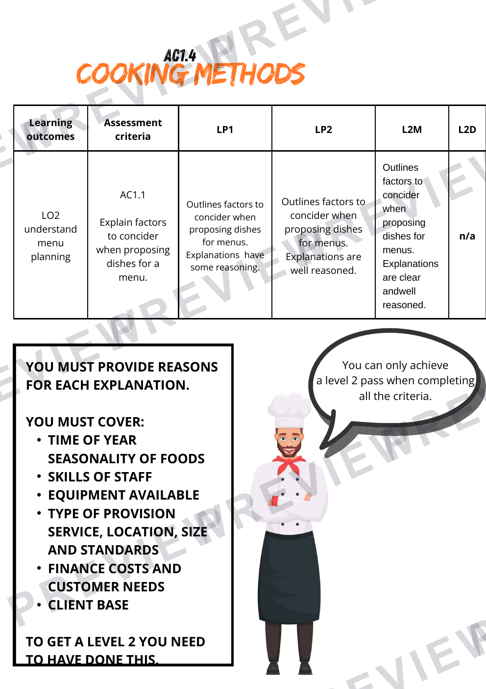 Unit 2 assessment booklet part 1 hospitality and catering  preview page 7