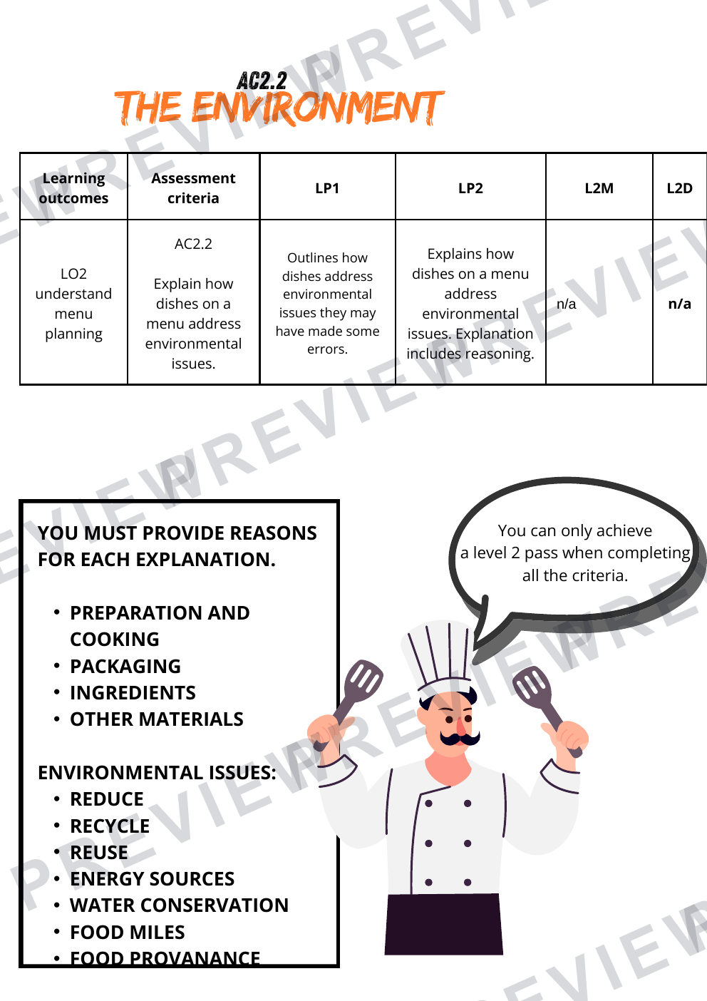 Unit 2 assessment booklet part 1 hospitality and catering  preview page 8