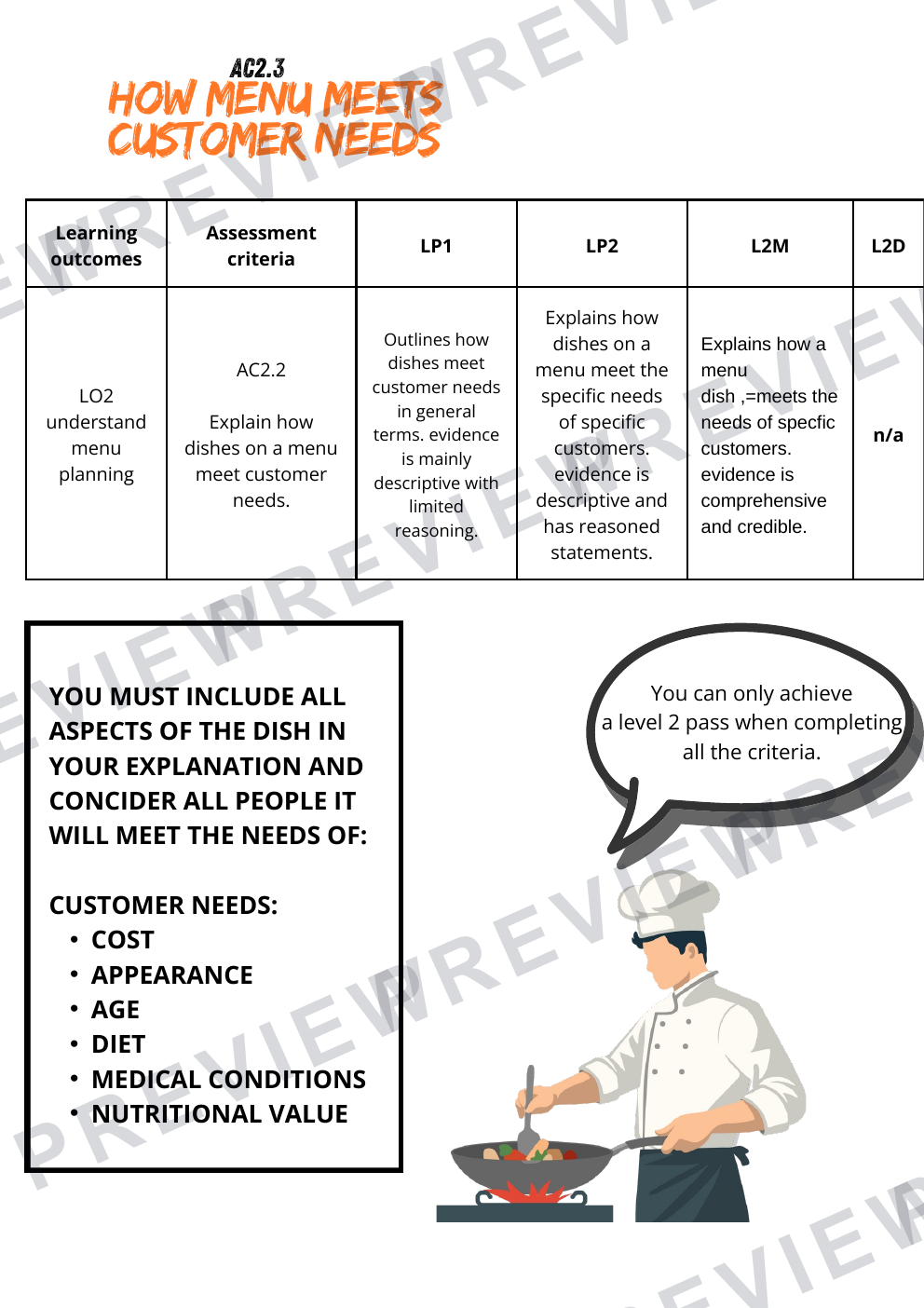 Unit 2 assessment booklet part 1 hospitality and catering  preview page 11