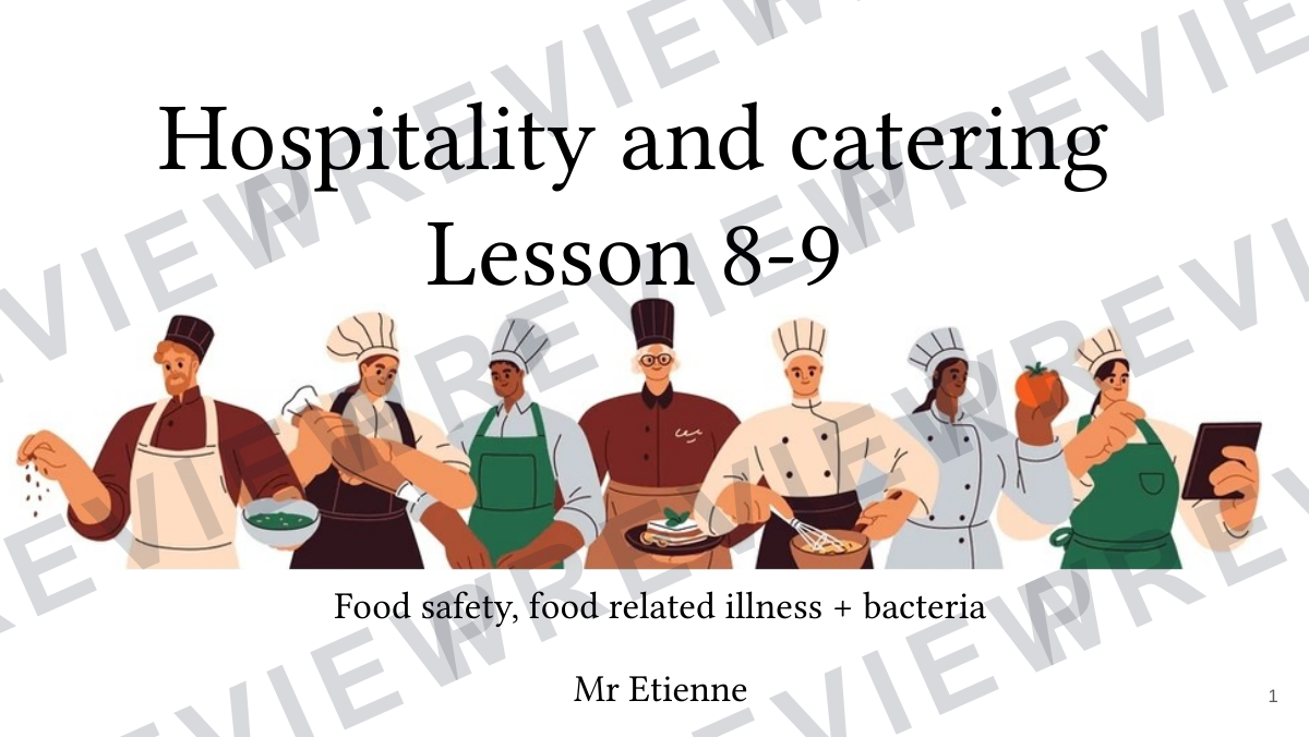Hospitality and catering lesson 8-9  preview page 1