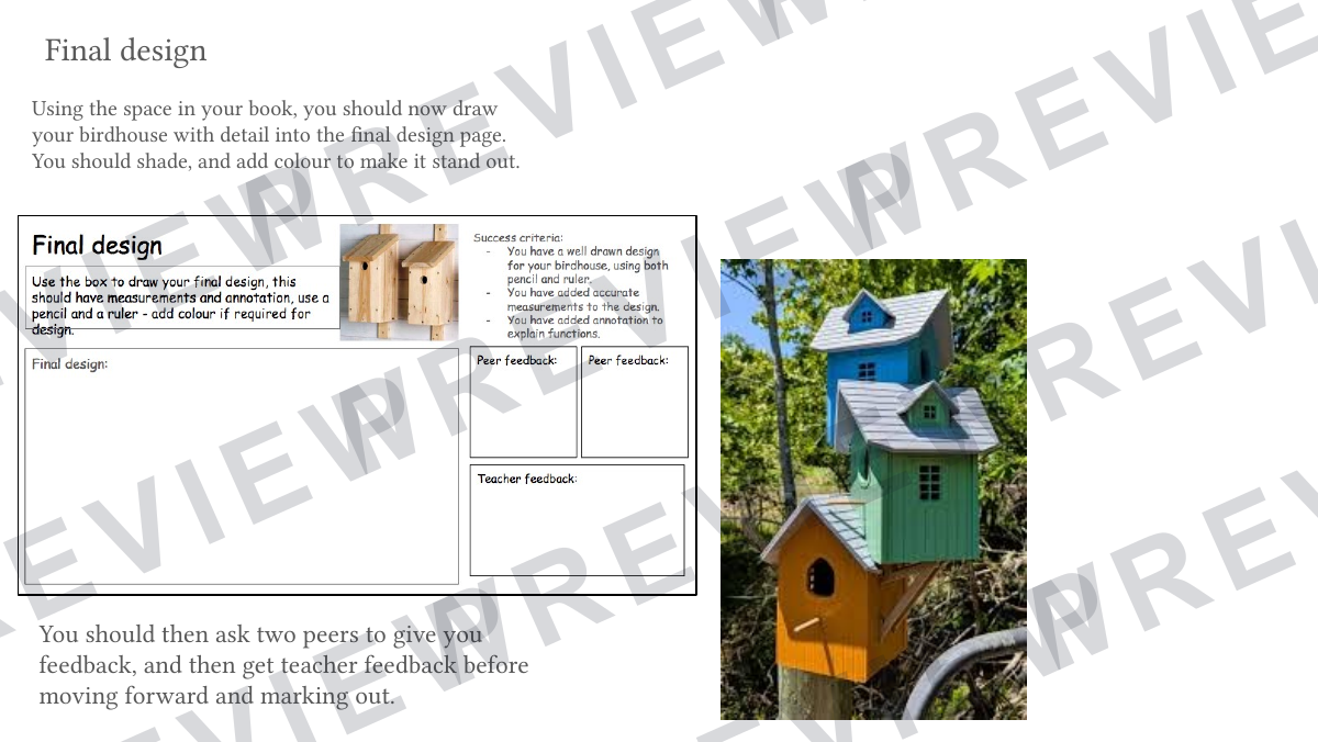 KS3 birdhouse 3D design project workbook  preview page 4