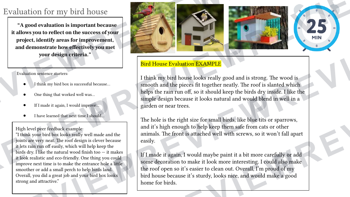 KS3 birdhouse 3D design project workbook  preview page 15