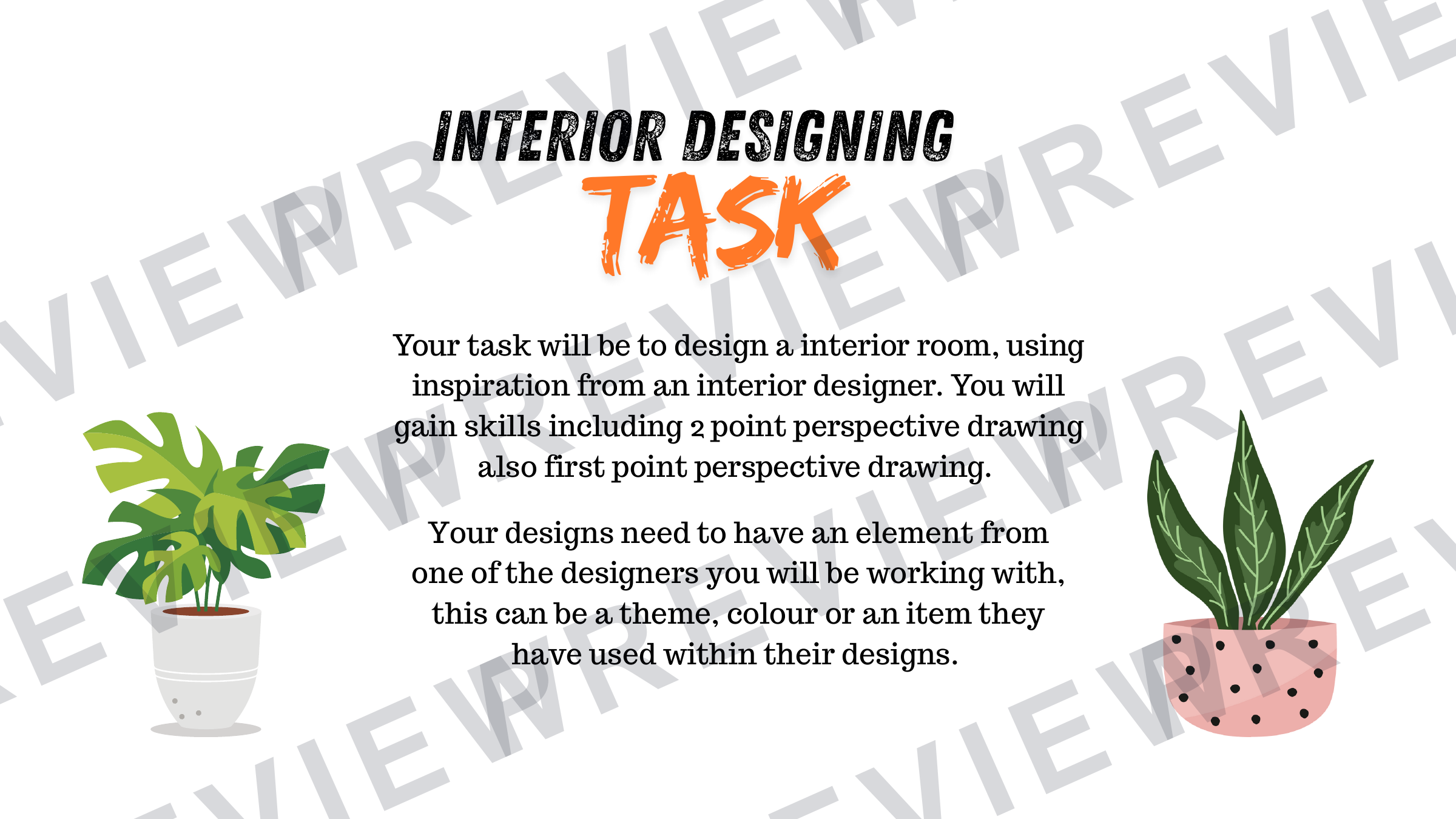 Interior design KS3 graphics project booklet preview page 2