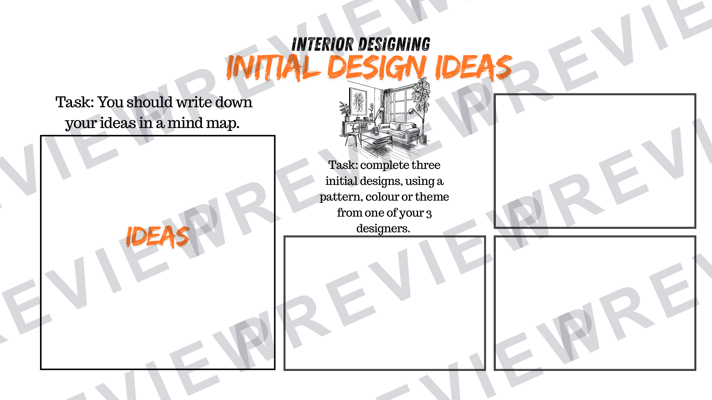 Interior design KS3 graphics project booklet preview page 8