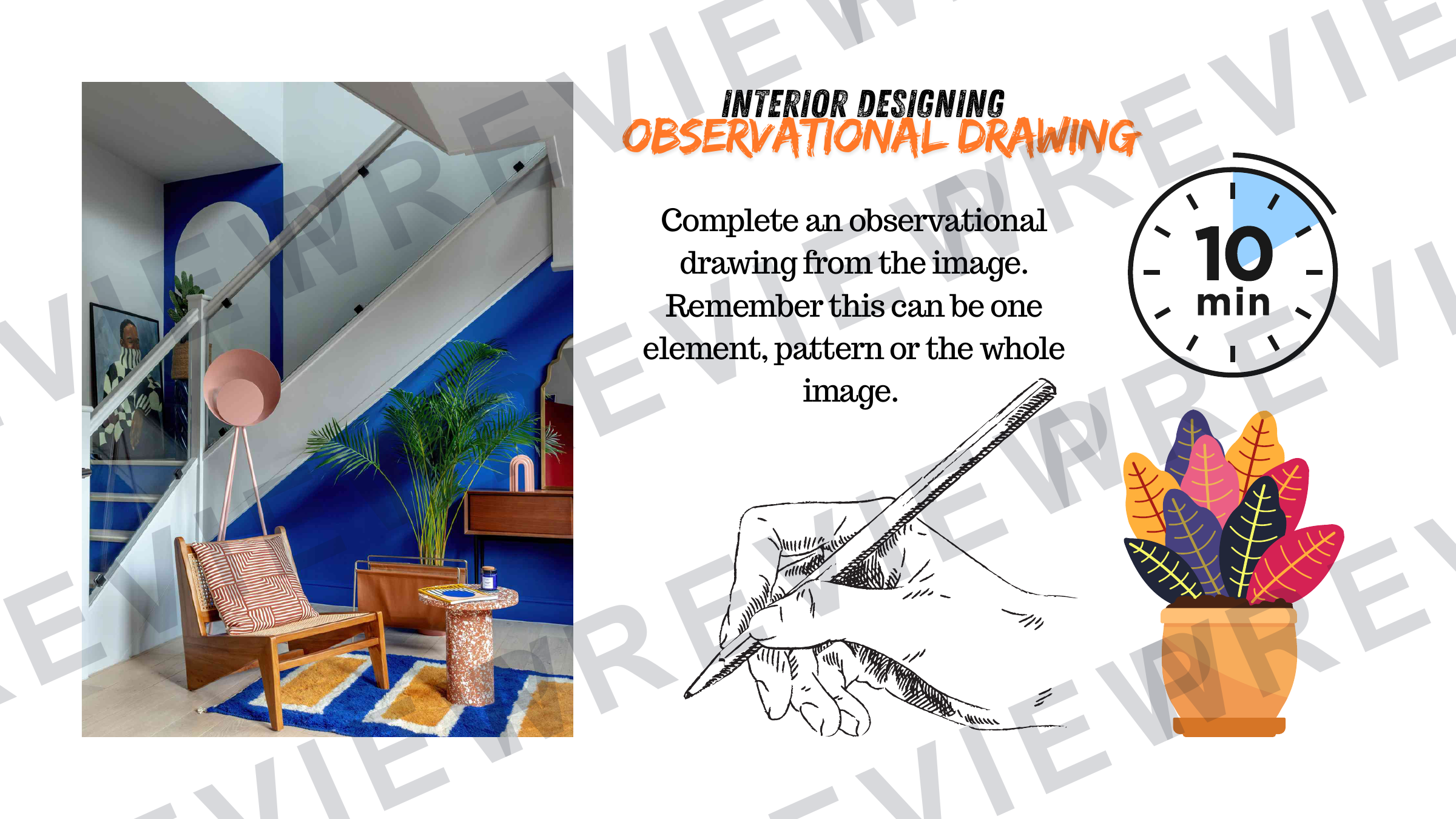 Interior design KS3 graphics project booklet preview page 9