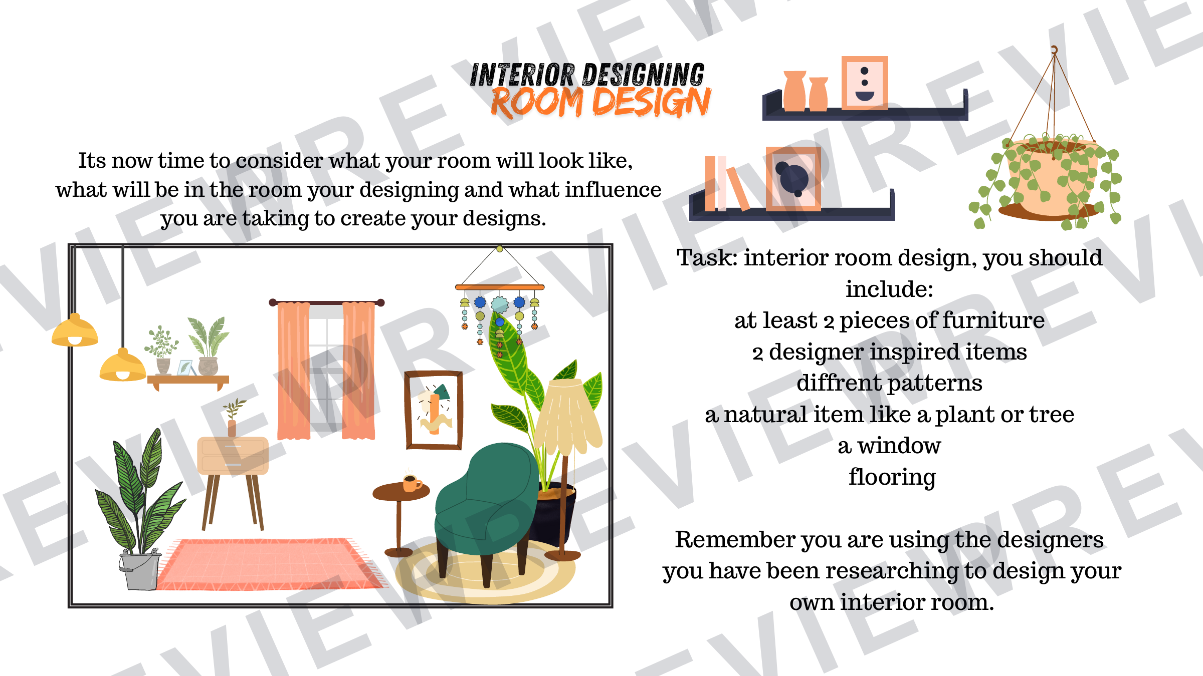 Interior design KS3 graphics project booklet preview page 11
