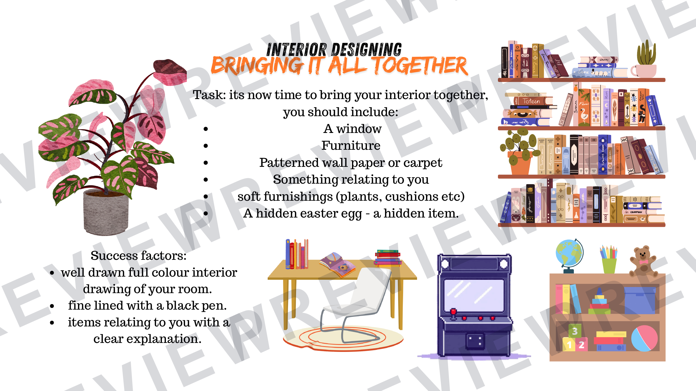 Interior design KS3 graphics project booklet preview page 17
