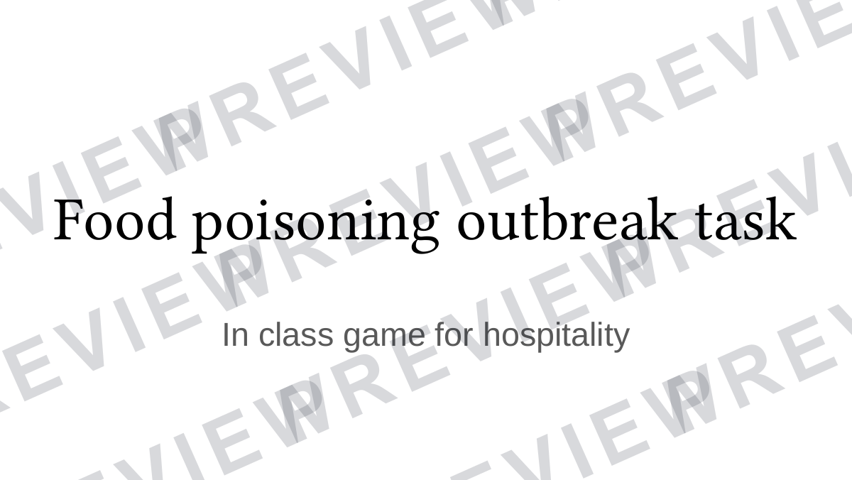 Food poisoning outbreak task for hospitality KS4  preview page 1