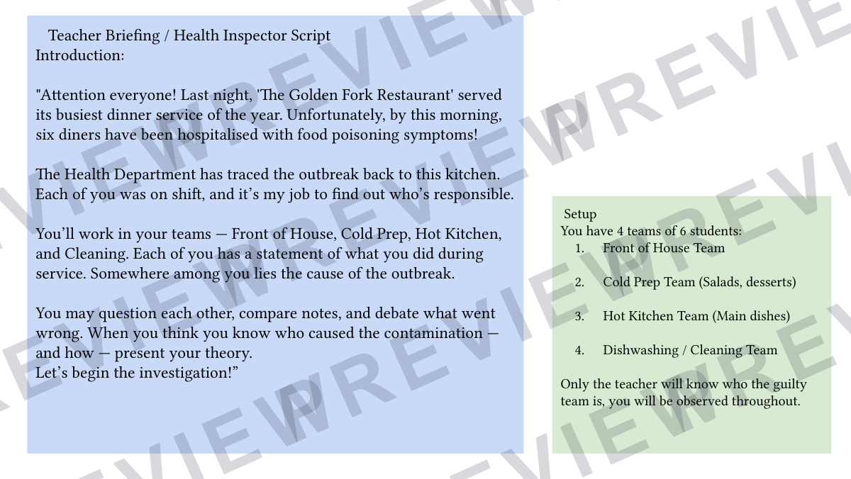Food poisoning outbreak task for hospitality KS4  preview page 4