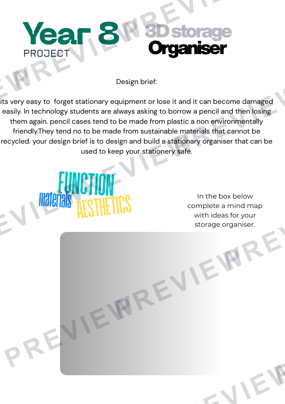 Product design/3D design KS3 task 'design and make a stationary holder' preview page 2