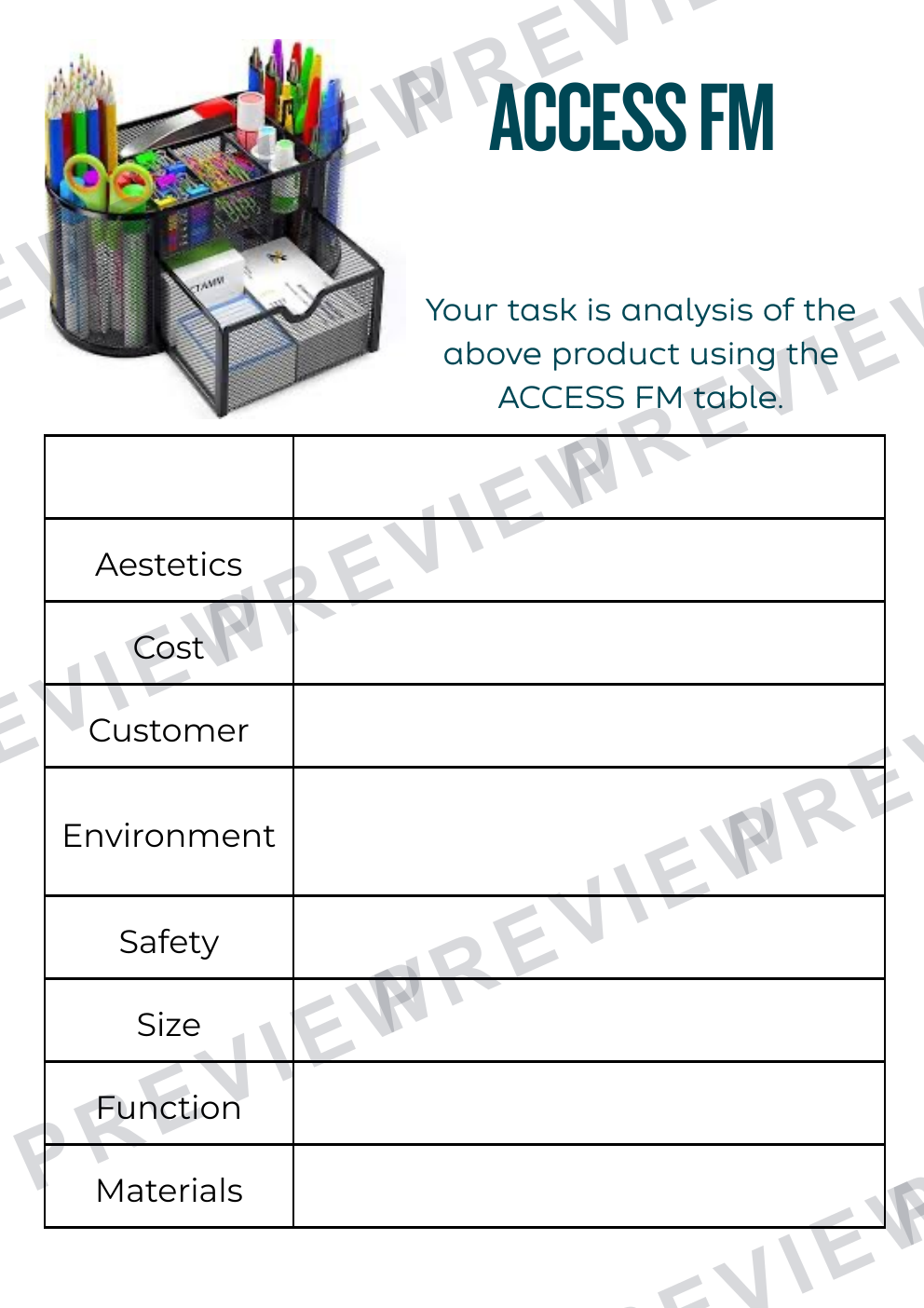 Product design/3D design KS3 task 'design and make a stationary holder' preview page 4