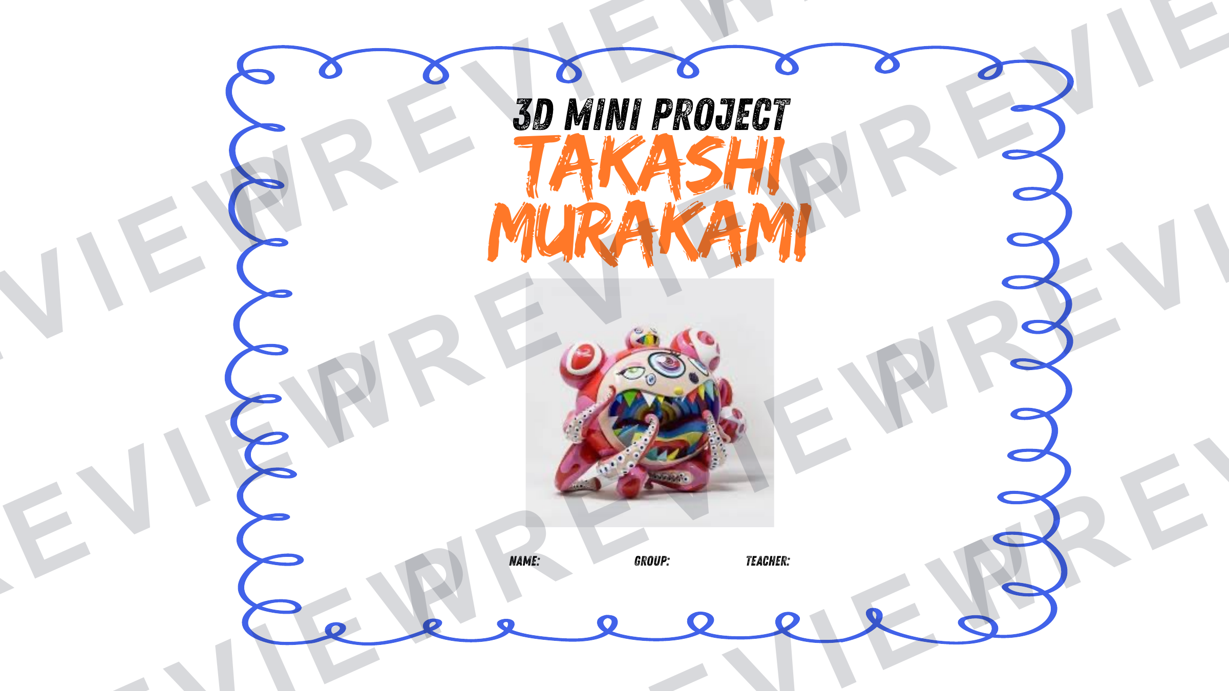 3D design Takashi Murakami mini project booklet  preview page 1