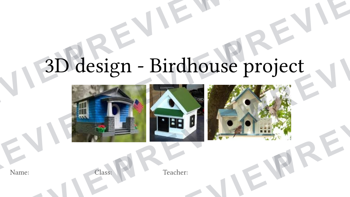 KS3 bird house project resources  preview page 1
