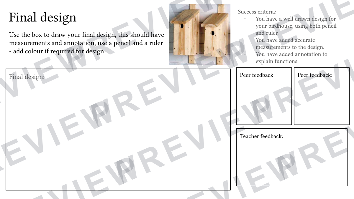 KS3 bird house project resources  preview page 4