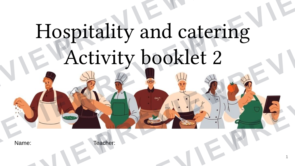Hospitality and Catering level 1-2 activity booklet 2  preview page 1