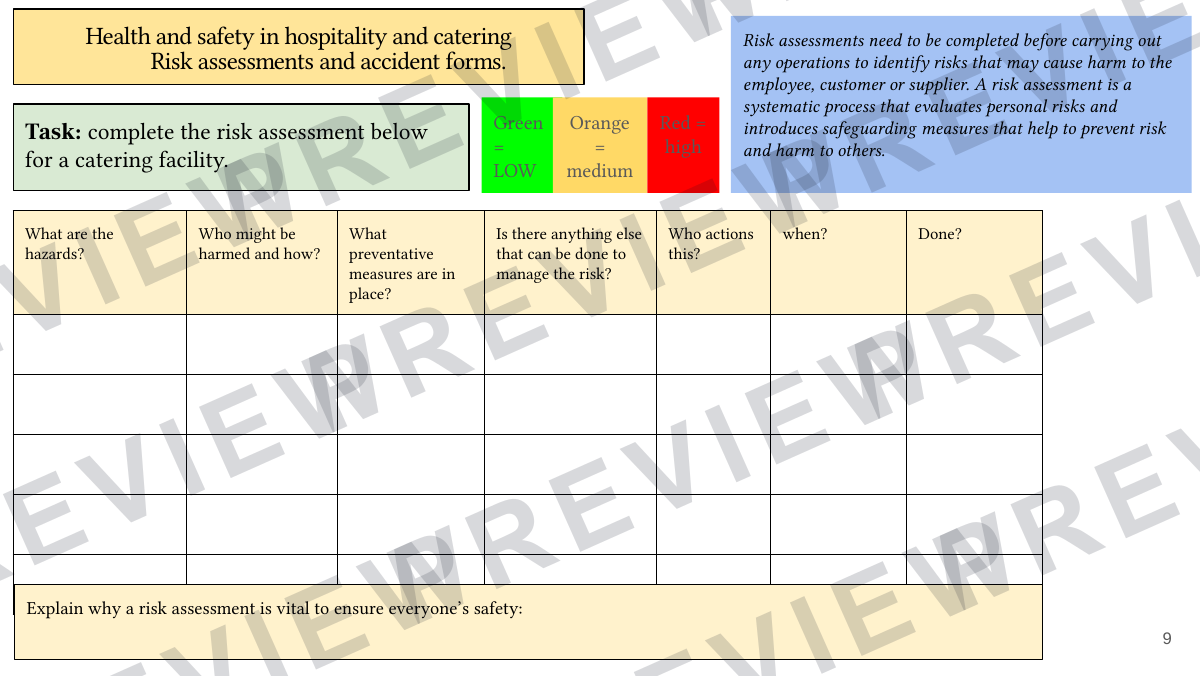 Hospitality and Catering level 1-2 activity booklet 2  preview page 9
