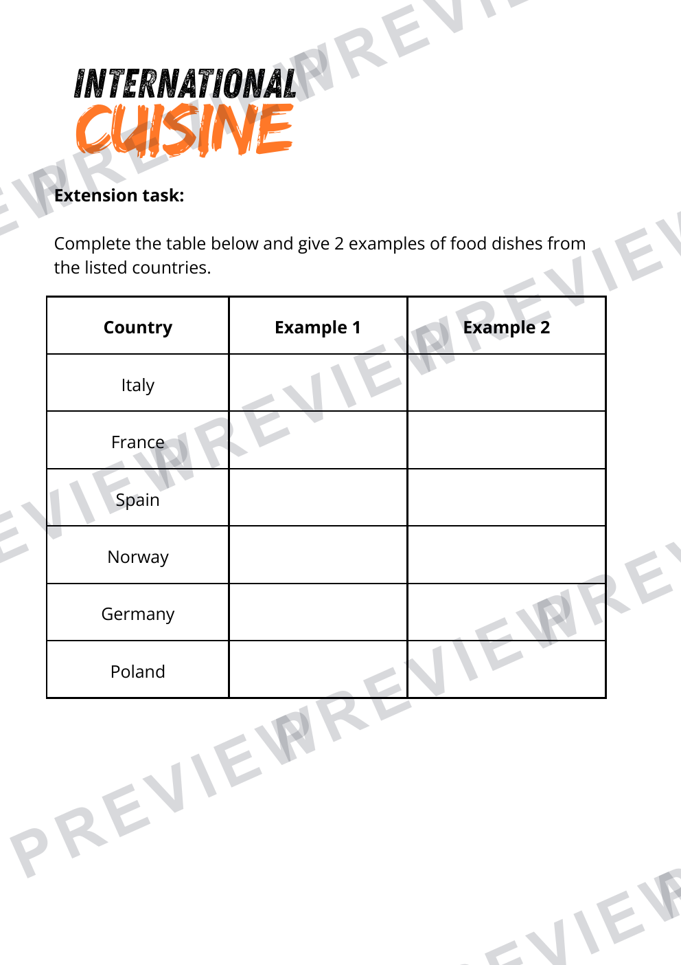 Food technology international cuisine workbook year 8  preview page 4