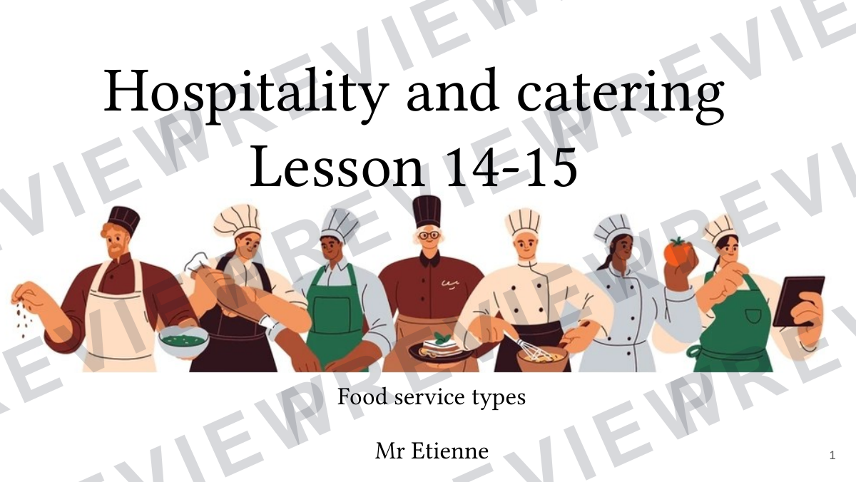Hospitality and catering lessons 14-15  preview page 1