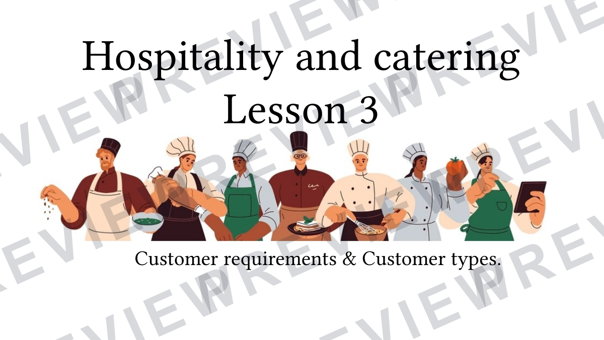 Hospitality and catering lesson 3  preview page 1