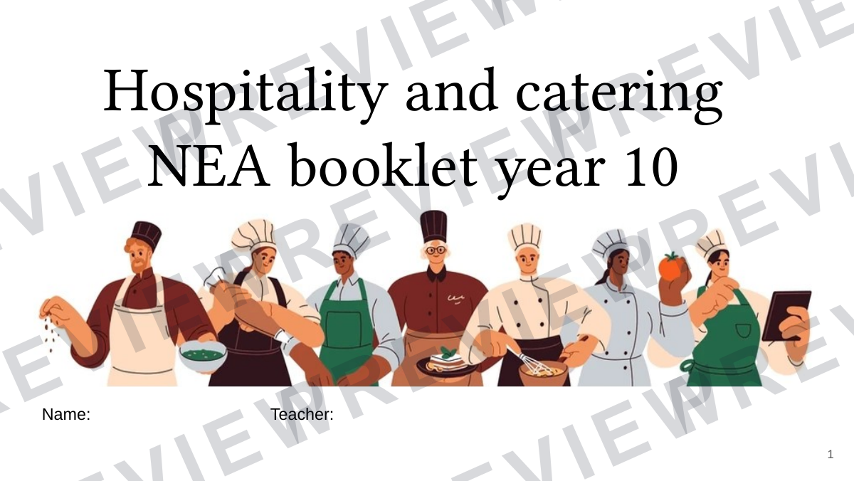 Hospitality and catering "flip flops" NEA booklet  preview page 1